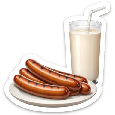 Sausage with milk sticker