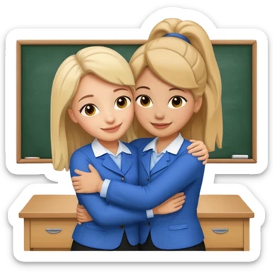 two Bestie coworkers teacher hug sticker