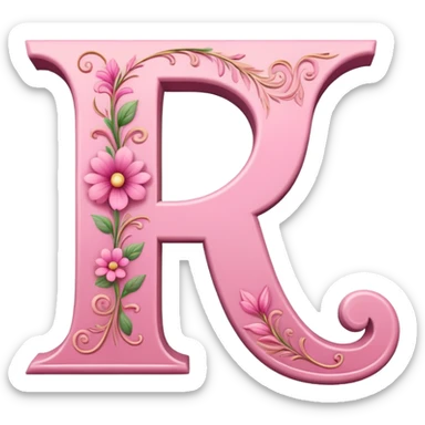Pink, romantic, refined, fancy, letter “F” of the alphabet sticker