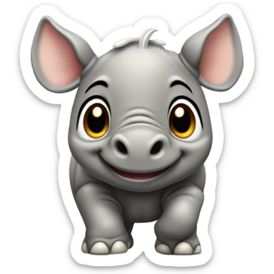 Excited baby rhino sticker