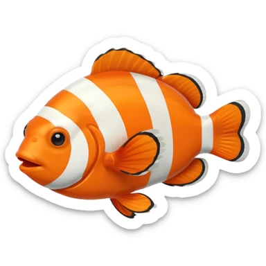 Full body of a clownfish, apple emoji style sticker
