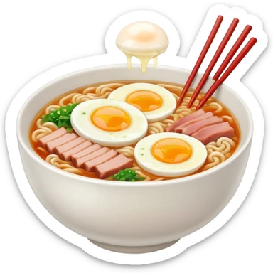 ramen bowl with one chopsticks sticker