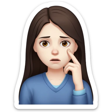 girl with long dark brown hair and pale skin sick hungover nauseous sticker