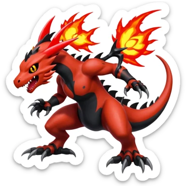 Splash-patterned emotional sparky sparky boom boom painful Darkrai-Guilmon-Salandit-Yveltal-Pokémon-Fakémon-fusion-hybrid-creature sticker