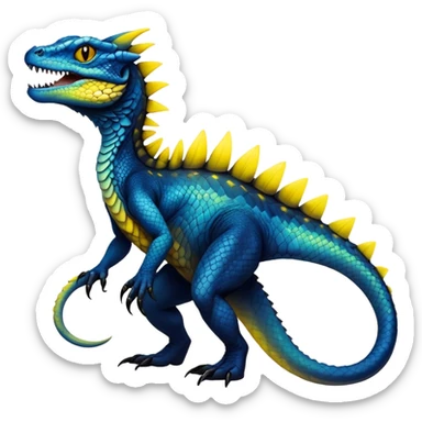  Cool Edgy dark blue-yellow-black-gradient ethereal badass Reptile-Vernid-Trico-animal-creature full body  sticker