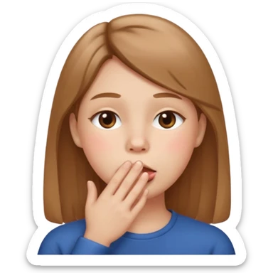 Hand over mouth with blushed cheeks sticker