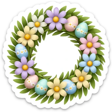 flower easter wreath in a shape of an egg sticker
