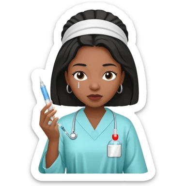 sick black woman getting syringe shot  sticker