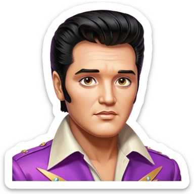 synthwave aesthetic brilliant divine lighting, oil paint  -  aged elvis presley sticker