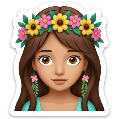 latina girl with long brown hair and lashes sticker