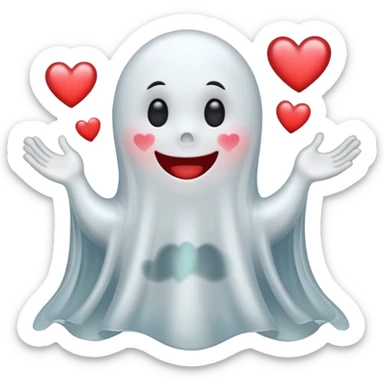 Ghost with hearts on sticker