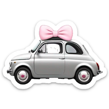 Aesthetic Light grey  Fiat 500 with cute light pink girly bow  sticker