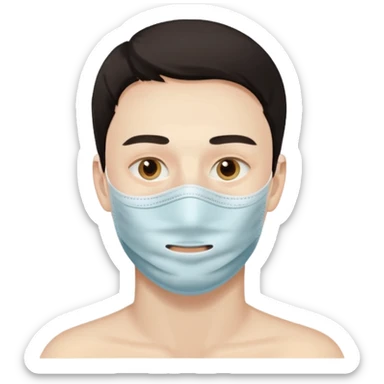  man, thin sheet face mask sticker