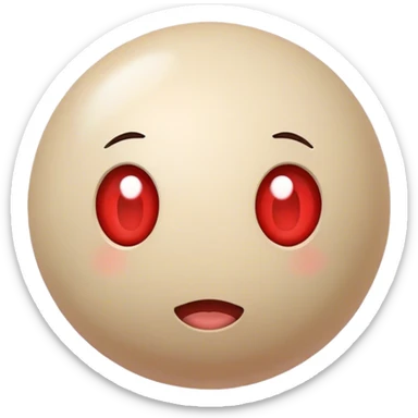 cute beige ball lying with  a small red spot towards viewer sticker