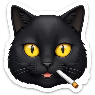 A black cat with a cigarette in his teeth and yellow eyes sticker