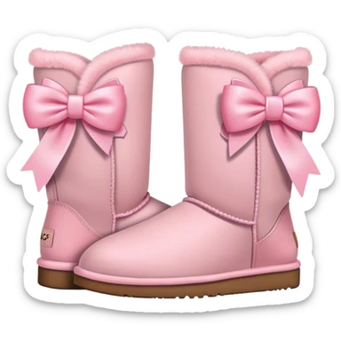 2 light pink Uggs with 2 light pink bows sticker