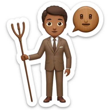 Give me a brown suit with stick just the clothes and add a stick beside sticker