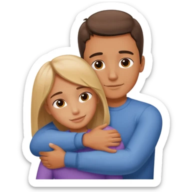 Un homme fait un câlin à sa sœur. Au dessus d’eux il y a le texte ´Gros câlin’ sticker