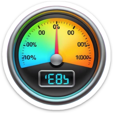 a percentage meter measuring capacity, neon colors sticker