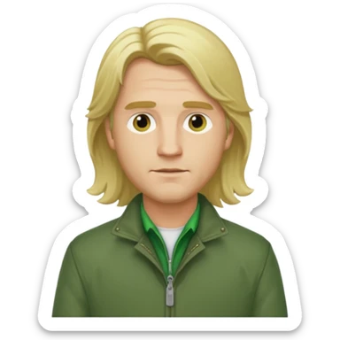 james sunderland silent hill 2 a man with blonde long  hair and green jacket sticker