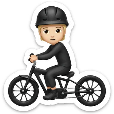 bike riding black bike blonde hair boy helmet sticker