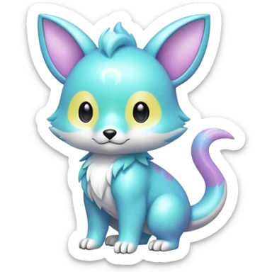 Cute cool pastel shiny colorful animal hybrid Fakemon full body sticker