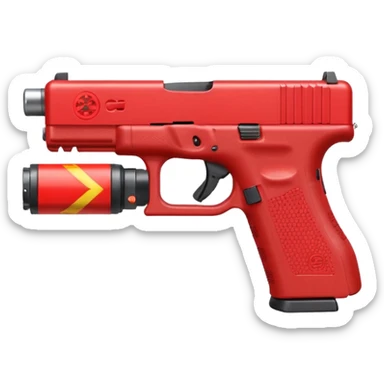 a red glock 20 with a drum mag inside of it with a red flag like people wear in real life with a incognito switch in the back plate sticker