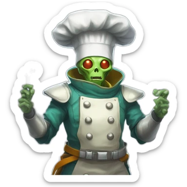 alien chef scifi roguelike rpg style inspired by slay the spire digital art sticker