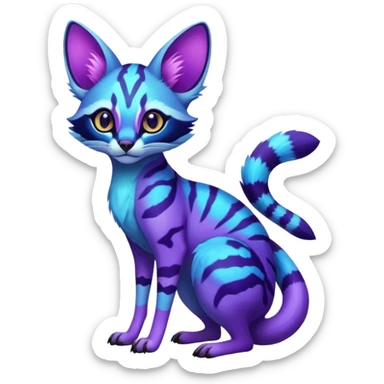 Exotic randomly colored colorful light cute lush neon-colored brightly colored Fakémon-Fionbri-Vernid-Genet-creature with markings (full body) sticker