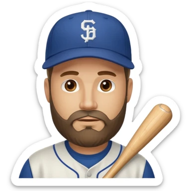 40 year old white man beard and baseball hat sticker