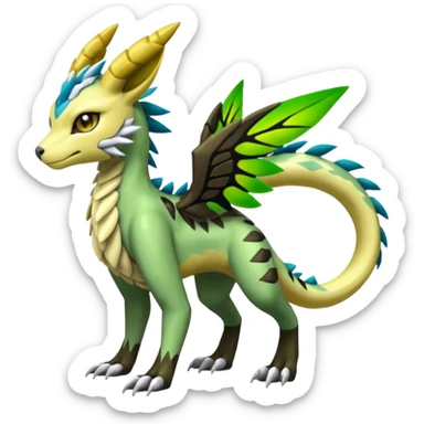  Exotic Dragonic Feathery ScalyMeloetta-Zygarde-Zeraora-Renamon-Protogen-Palkia-hybrid-fusion-Fakémon-creature, full body sticker