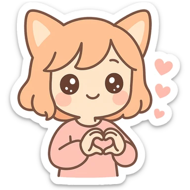 cute human with fox ears, expressing love, charming and endearing style sticker