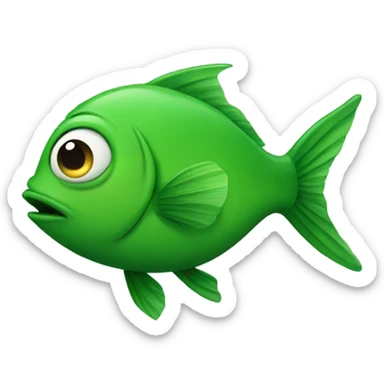 sad green fish sticker