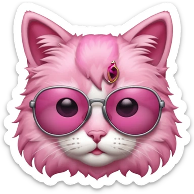 Cat with sunglasses pink color sticker