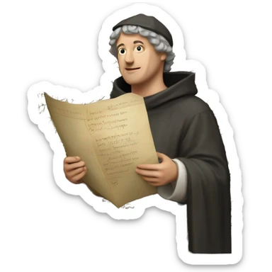 Petrarch holds a scroll in his hand sticker