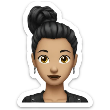 Punk female high ponytail black hair sticker