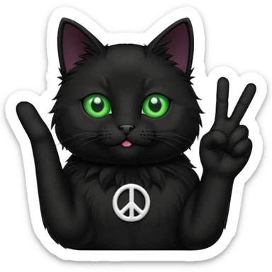 A black cat holding a piece sign sticker