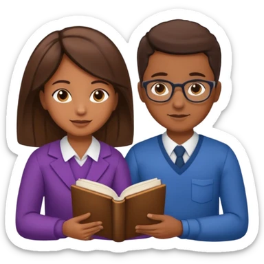 educator or speech therapist with child, who helps child with lessons or reading books sticker