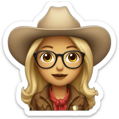 cowboy girl in glasses sticker