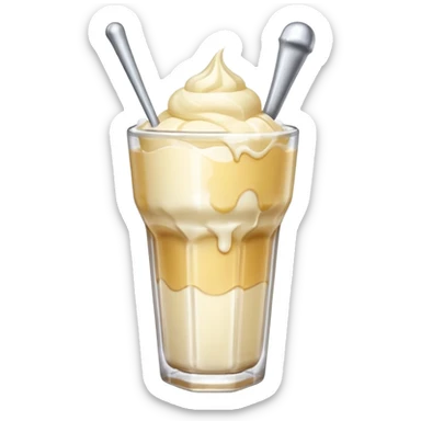 Japanese cream soda on a glass with ice ice cream vanilla 1 scoop on top sticker