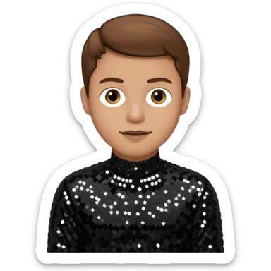 Dan Miller from O-Town with light skin, brown hair, black sequin outfit sticker