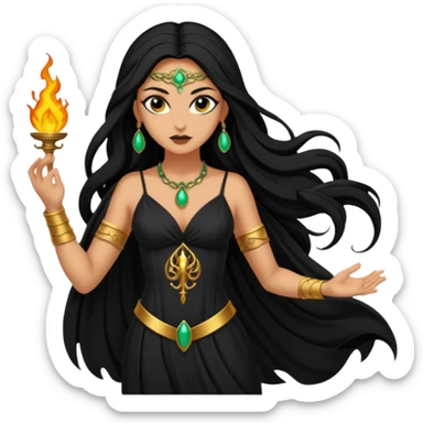  Achlys, Poison Goddess from Rome Mythology with long black hair, black outfit sticker