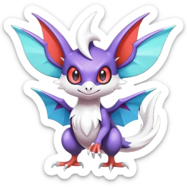 Shiny Cute Noibat-Noivern-Silvally-Fakémon-hybrid-creature (full body)  sticker