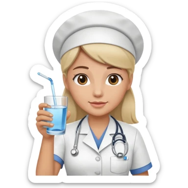 nurse holding drink sticker