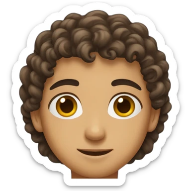 arab boy with curly brown hair, uni-brow, and brown eyes sticker