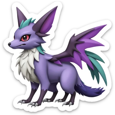 Cute Noibat-Noivern-Mightyena-Silvally-Fakémon-hybrid-creature (full body)  sticker