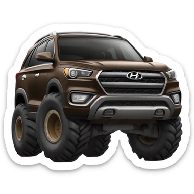 brown Hyundai suv with monster truck wheels sticker