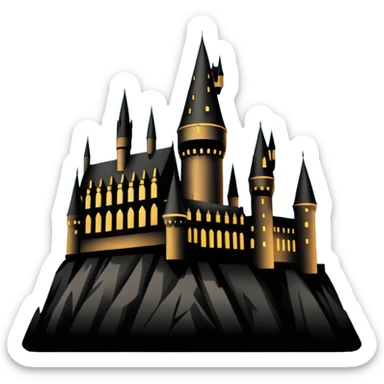 Harry Potter series, Hogwarts castle silhouette with stars, outlined only sticker