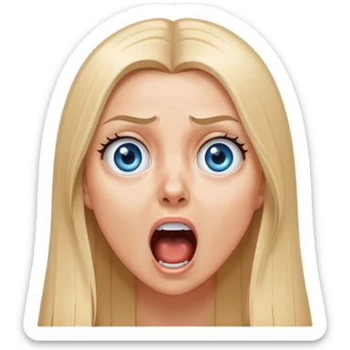 beautiful white girl with long straight blonde hair blue eyes screaming scared terrified  sticker