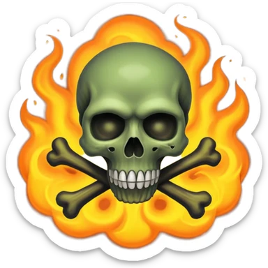 a poisonous cloud of gas, dark swamp color, with an image of a skull and two crossed bones behind the skull sticker